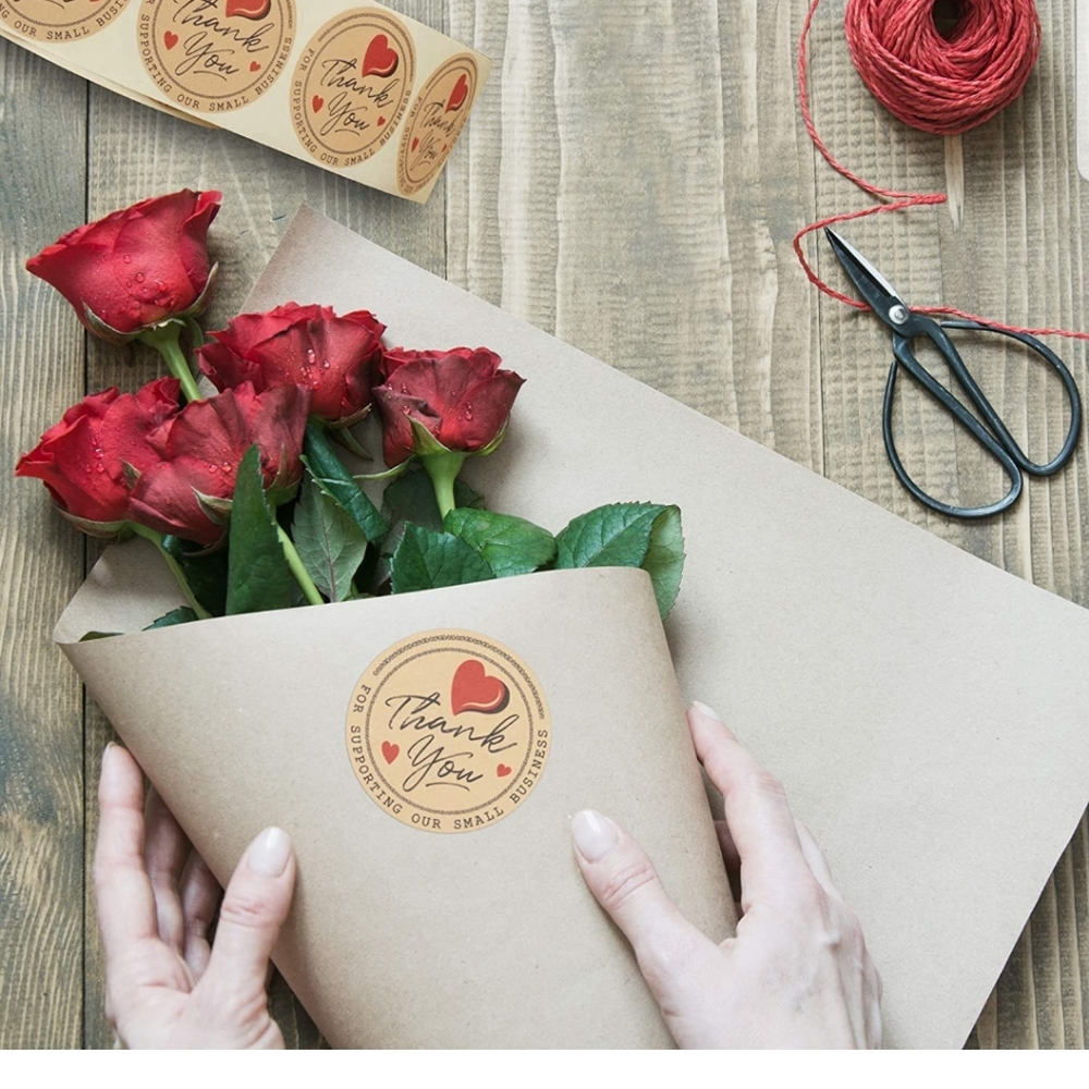 60 ct  2 inch  Kraft Paper THANK YOU FOR SUPPORTING OUR SMALL BUSINESS" …